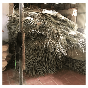 Sombrilla de palma tejida a mano con poste de madera para protección solar y decoración exterior, Vietnam - Product Image 6