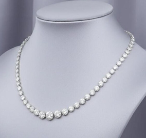 Classic Round Brilliant Cut Moissanite <b>Beaded</b> <b>Necklace</b> 925 Silver Women's Wedding Jewelry Prong Setting Ball Shape - Product Image 1