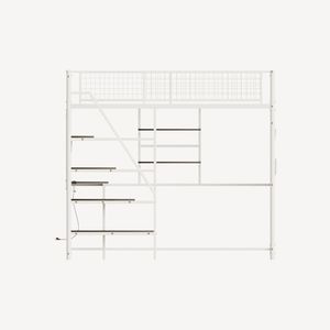 Full-Size Loft Metal <b>Bed</b> with <b>LED</b> Lighting and Charging Station for Bedroom and Dormitory White Color - Product Image 3