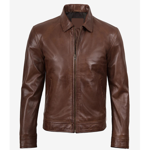2026 OEM Hot Selling Cogan Brown Original Cowhide Leather <b>Jacket</b> For Men's 100%High Quality Low MOQ Winter Fashion <b>Heated</b> <b>Jacket</b> - Product Image 5