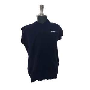 Suéter sin Mangas para Hombre, Color Azul Marino, Cuello en V, Tejido de Punto, Logotipo de Seguridad Bordado en la Parte Delantera, Corte Regular Informal, Mezcla de Algodón Transpirable - Product Image 1
