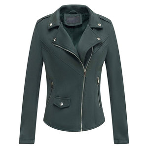 Blouson Bomber en Cuir Véritable pour Femme, Col Montant, Manches Longues, Fermeture Éclair, Couleur Unie, Style Hiver, Longueur Standard, Coupe-Vent - Product Image 3