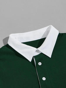 Polo de golf personnalisé 2026 avec logo, 100 % coton polyester, séchage rapide, respirant, haute qualité, polo bicolore pour homme - Product Image 3