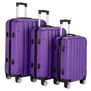 Ensemble de valises de voyage multifonctionnelles 3-en-1 grande capacité violettes - Product Image 2
