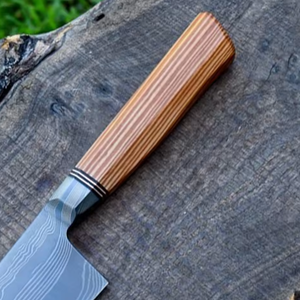 Couteau de chef en acier Damas de style japonais, couteau de cuisine haut de gamme, manche ergonomique en bois, fabricant OEM ODM - Product Image 4