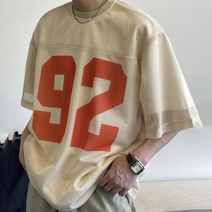 Maillots de football sur mesure en polyester mesh à séchage rapide, manches courtes, personnalisables avec numéro imprimé, coupe oversize – Nouvelle collection été, offre spéciale - Product Image 1