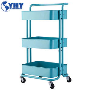 Chariot utilitaire roulant à 3 niveaux <span class=keywords><strong>avec</strong></span> <span class=keywords><strong>tiroir</strong></span> Organisateur de rangement multifonctionnel <span class=keywords><strong>avec</strong></span> étagère et roues en métal pour cuisine, salon - Product Image 5