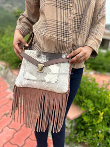 New Western Style Hair on Hide Fur Genuine Leather Fringe Bags High Quality Boho Style Women Real Leather Fringe Crossbody Bags - Product Image 2