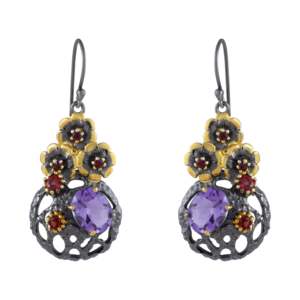 Solid 925 Sterling <b>Silver</b> Drop Earrings For Women Fine Jewelry <b>Top</b> Natural Purple Amethyst Faceted Gemstone Oval Cut Prong Party - Product Image 3