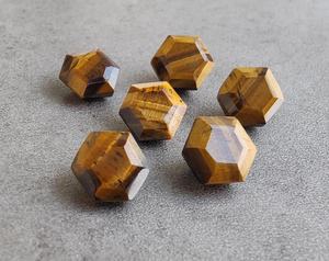 Pierre précieuse naturelle œil de tigre, forme hexagonale, taille facetée, calibrée, pour bijoux - Product Image 5