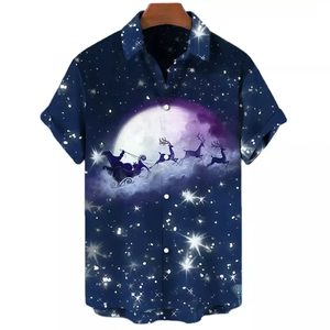 Camisas de Hombre Nuevas en Oferta, Camisas Hawaianas Casuales de Un Botón para Hombre, Blusas de Manga Corta con Estampado Navideño - Product Image 4