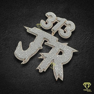 จี้ตัวอักษร "3T3 JR" แบบกำหนดเอง ประดับเพชรโมอิสซาไนต์ สร้อยคอฮิปฮอปแบบ Iced Out เครื่องประดับหรูหรา ของขวัญ - Product Image 1