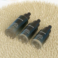 Botol Serum Minyak Esensial Kaca Silinder Hijau Doff 20ml 30ml 50ml Custom Kosmetik dengan Bahu Rata dan Pipet Tetes, Dicetak Sablon
