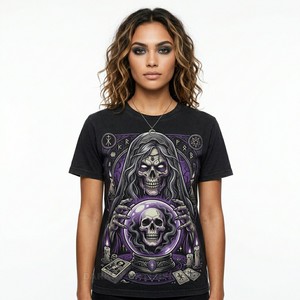 Camiseta Retro Zombie Diner para Mujer, Negra, Personalizada, Estilo Años 50, con Gráfico de Calavera y Batido, Ropa Urbana, Venta al Por Mayor - Product Image 5