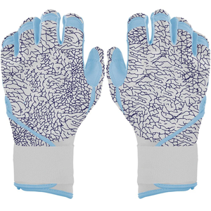 Athletic Blue Patterned Batting Gloves with <b>Light</b> Blue Accents for Training Unisex Adults <b>Pull</b> On Knit Fabric Lightweight - Product Image 1