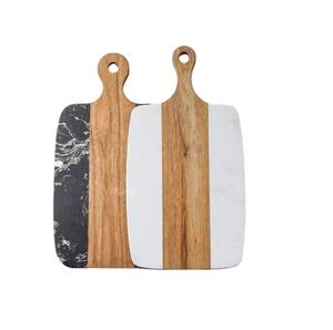 Planche à découper en bois pour légumes ou fruits, pour couper la pizza, finition bicolore, planche à servir pour salade - Product Image 4