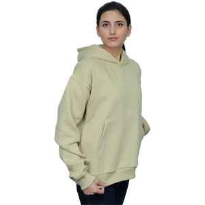 Sweat-shirts et sweats à capuche en molleton de coton teint uni de qualité supérieure, couleur beige, coupe ample, style streetwear - Product Image 3