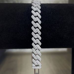 Moissanite Miami Cuban Link Bracelet 925 Sterling Silver Gold Plated Iced Lovers Hip Hop Luxury Jewelry for <b>Men</b> Women Party Gift - Product Image 2