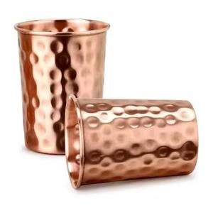 Gobelet à boire en cuivre à parois droites, ouverture supérieure, design minimaliste, tasse à boisson quotidienne, vaisselle indienne en métal pour la maison et la salle à manger - Product Image 2
