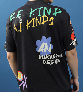 เสื้อยืดผ้าฝ้ายพิมพ์ลายสำหรับผู้ชาย OEM ทรงปกติ แขนสั้น น้ำหนักเบา เสื้อยืดลำลองสำหรับการฝึกกีฬา การเดินทาง และชุดประจำวัน - Product Image 2