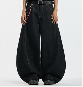 Pantalones vaqueros holgados tipo cargo para hombre, pantalones de mezclilla de pierna ancha extragrandes para ropa urbana de hip hop y moda informal diaria - Product Image 2