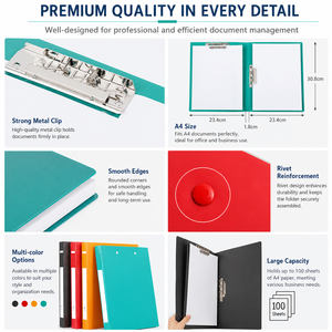 Cartella Portadocumenti A4 <span class=keywords><strong>con</strong></span> Doppia Clip, Cartella in Plastica Resistente <span class=keywords><strong>con</strong></span> Robuste Mollette Metalliche, Contiene 100 Fogli per Scuola e Ufficio - Product Image 2