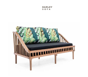 Chaise longue en bois, canapé d'extérieur, banc avec coussin en forme de feuille, siège de patio - Product Image 1