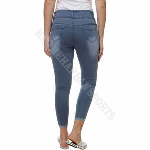Wholesale Custom Women Elastic Stretch Jeans High Waist Solid Color Trousers Women Jeans Pants Reasonable Price OEM Service - Product Image 5