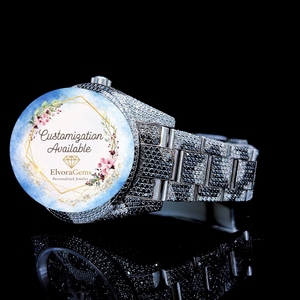 Reloj Inteligente Redondo de Acero Inoxidable para Mujer con Gemas, Personalización Disponible - Product Image 2