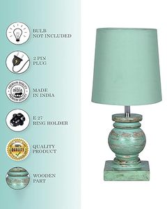 <b>Green</b> <b>Table</b> Lamp Decorative <b>Bedside</b> Floor Lamp Rustic Style Home Decor Aqudus Saleem Round Housewarming - Product Image 5