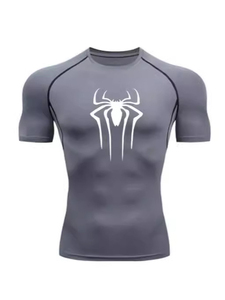 Camiseta de Compresión de Manga Larga para Hombre, Ecológica, Personalizada, con Logotipo de Araña Blanca Estampado en la Parte Delantera, de Secado Rápido, Spandex/Poliéster - Product Image 4