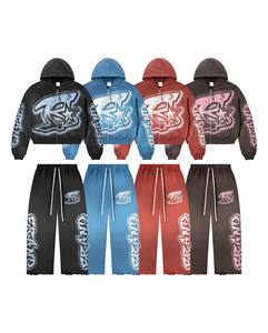 Multi Color Brand <b>Spray</b> <b>Paint</b> Zip Up Hoodie & Pants Set | Oversized Graffiti Streetwear Tracksuit - Product Image 1