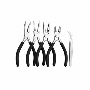 MANAN INSTRUMENTS Stainless Steel Jewelry Pliers Set <b>Black</b> Handles for DIY Crafting Tools 5 Pieces Including Tweezers for <b>Ring</b> - Product Image 6