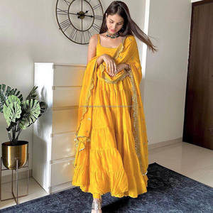 Salwar Largo de Diseñador en Oferta con Bordado de Lentejuelas, Anarkali para Mujer, Atuendo de Moda India, Viscosa - Product Image 2