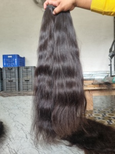 Cabello Remy de templo Natural del sur de la India, cabello humano virgen de un solo donante, recto, suave, sedoso, negro, suelto, onda profunda, Onda de agua - Product Image 2