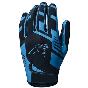 Gants de football Carolina Panthers en cuir véritable à doigts complets, imprimé numérique, fermeture à boucle pour homme, équipement sportif - Product Image 3