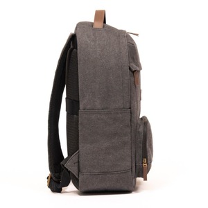 Gray Laptop <b>Backpack</b> GRS Cotton GRS PU Leather Fashion Casual <b>Computer</b> <b>Backpack</b> with Genuine Leather LOGO - Product Image 3