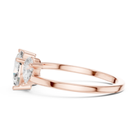 Bague de fiançailles ovale en or rose de luxe à trois pierres, élégante bague de promesse de mariage solitaire pour femme, bijoux de mode