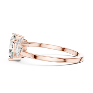 Luxury Rose Gold Oval Three <b>Stone</b> Engagement Ring Elegant Solitaire Wedding Promise Ring for Women Fashion Jewelry - Product Image 4