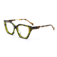Monture optique œil-de-chat en acétate avec lamination couleur, aux nuances vives et variées, pour fournisseur de lunettes en gros avec logo personnalisé OEM