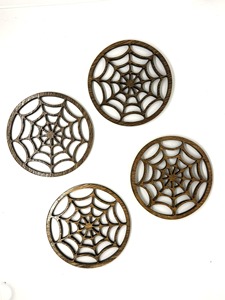 Modern Spider And Web Design Coaster <b>Stand</b> With Coaster Set Suitable For Spooky Table Decor And <b>Drink</b> Protection From India - Product Image 2