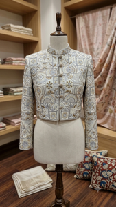 Base en coton naturel tricoté, brodé, motif mandala circulaire à sequins, pour veste ethnique femme, lehenga de mariée, abaya - Product Image 6
