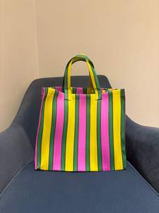Custom Eco-Friendly Recycled Striped Stand Nylon Shopping <b>Tote</b> <b>Bag</b> Fashionable Reusable Zipper Cosmetic Pouches Travel Large - Product Image 5