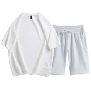 Vêtements pour hommes, t-shirts et shorts, ensembles de deux pièces, vêtements de sport décontractés, ensembles de deux pièces en coton de grande taille, ensembles de rue oversize pour hommes - Product Image 4