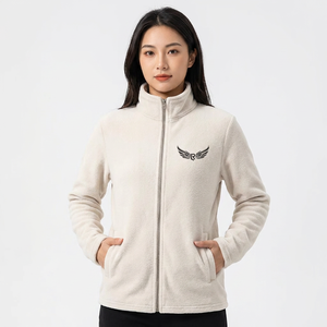 <b>Men's</b> Fleece Jacket Stand Collar Zipper Front Embroidery Solid Color Casual Autumn Wear Regular Fit <b>Long</b> Sleeve - Product Image 6