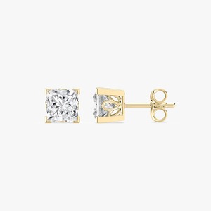 Pendientes de Diamantes Cultivados en Laboratorio con Corte Princesa, Claridad VVS2, Certificados por IGI, Oro Amarillo de 14K, Diseño de Filigrana, para Mujer, a la Moda - Product Image 5