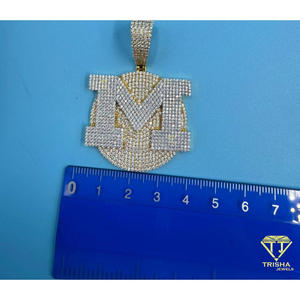 Letter "M" <b>Initial</b> <b>Pendant</b> Iced Out Moissanite Diamond Hip Hop Necklace Bling Chain Luxury Statement Jewelry Gift - Product Image 1