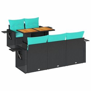 Set di divani da giardino in polyrattan nero da 6 pezzi con cuscini, mobili da giardino, posti a sedere all'aperto - Product Image 4