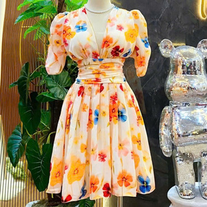 Robe longue décontractée en soie pour femme, motif floral, prix abordable, personnalisable, collection 2026 - Product Image 6