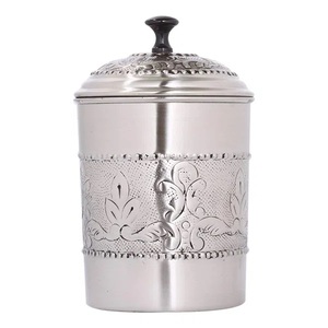 Vintage Silver Kitchen Canister <b>Set</b> of 3 <b>Antique</b> Embossed Floral Metal Food Storage Jars Traditional <b>Tea</b> Coffee Sugar Container - Product Image 2